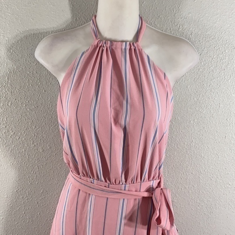 NWT Superdown Lillian Pink Striped Halter dress M - Picture 3 of 9